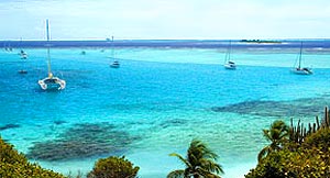 Barche all'ancora alle Tobago cays